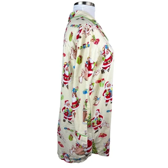 Nick & Nora Christmas Santa Themed Flannel Cotton Nightgown Holiday PJ's XXL - Picture 9 of 14